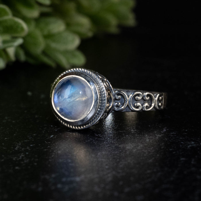 Moonstone Ring 8mm size 7 - InnerVision Crystals