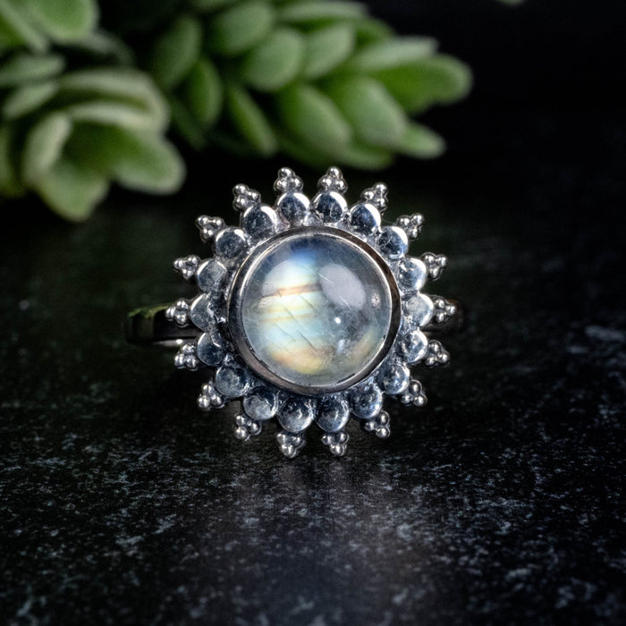 Moonstone Ring 8mm Size 8 - InnerVision Crystals