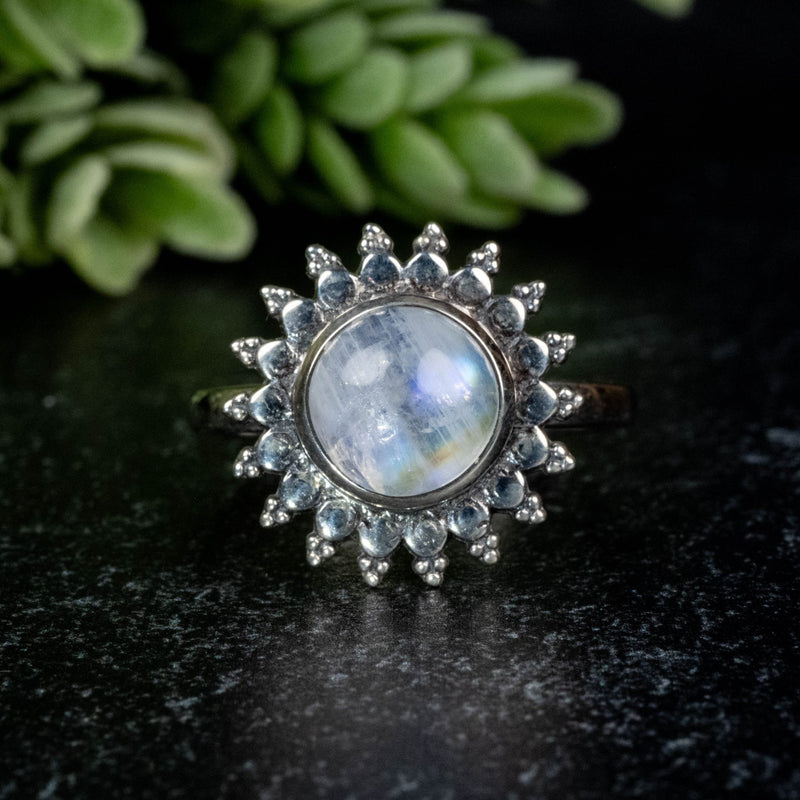 Moonstone Ring 8mm Size 9 - InnerVision Crystals