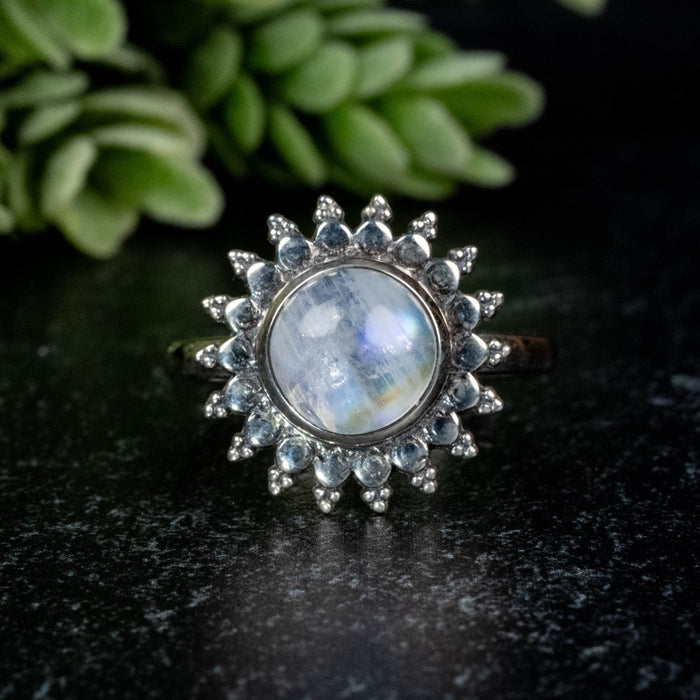 Moonstone Ring 8mm Size 9 - InnerVision Crystals