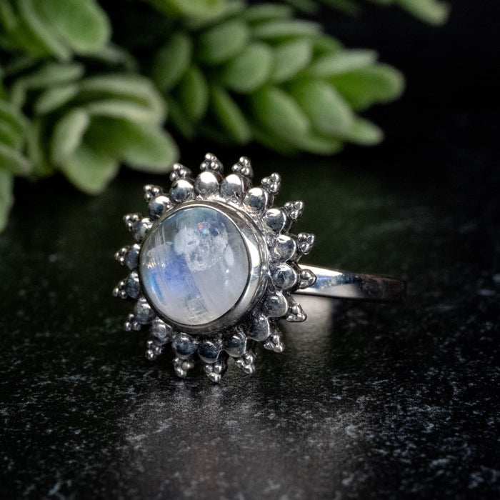 Moonstone Ring 8mm Size 9 - InnerVision Crystals