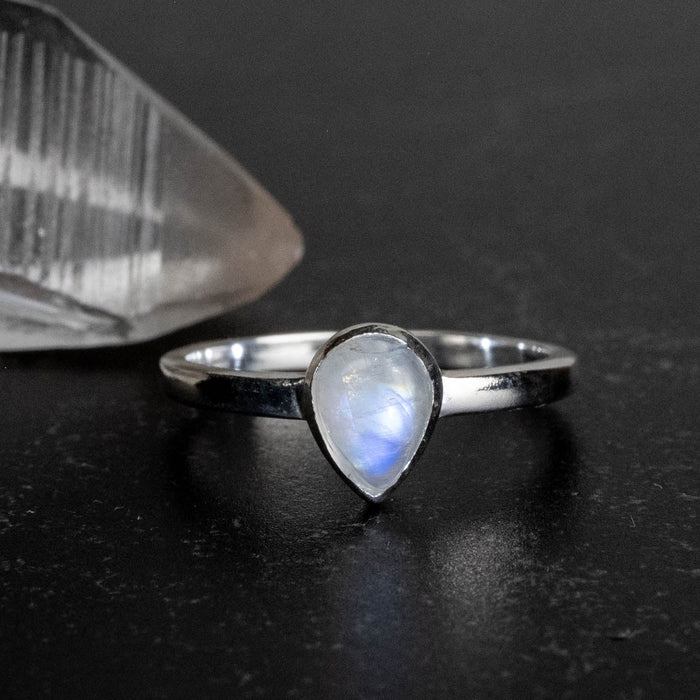 Moonstone Ring 8x5mm Size 7 - InnerVision Crystals