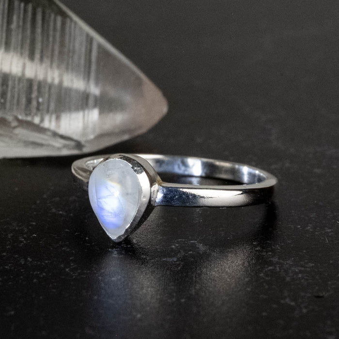 Moonstone Ring 8x5mm Size 7 - InnerVision Crystals