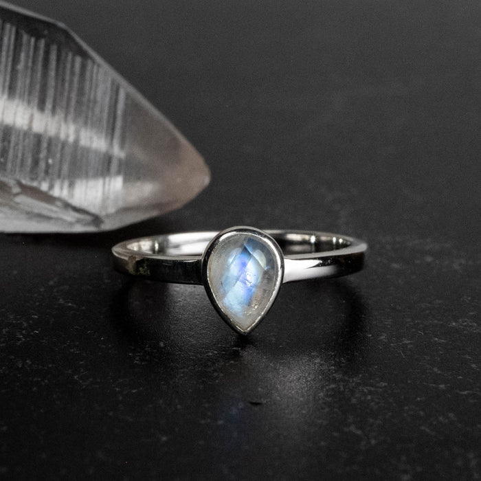 Moonstone Ring 8x5mm Size 7 - InnerVision Crystals
