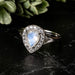 Moonstone Ring 8x6mm + 1.5mm White Topaz .925 Silver | Choose Size - InnerVision Crystals