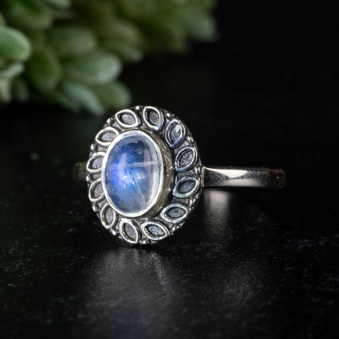 Moonstone Ring 8x6mm size 8 - InnerVision Crystals