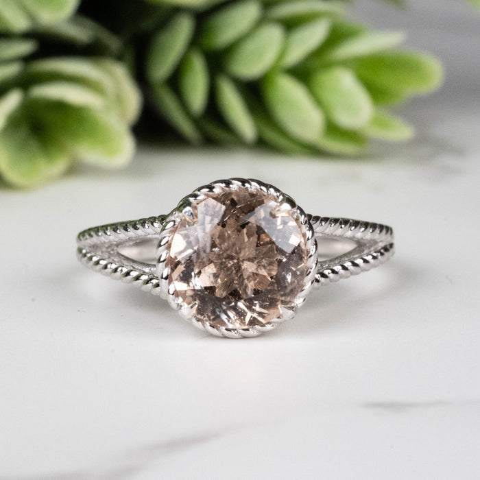 Morganite Ring 7.60mm Size 7 - InnerVision Crystals