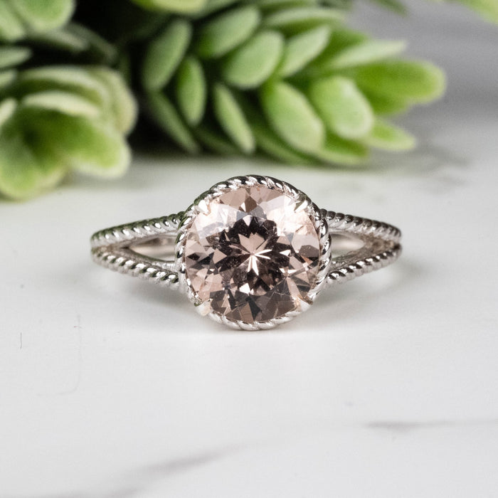 Morganite Ring 7.60mm Size 7 - InnerVision Crystals