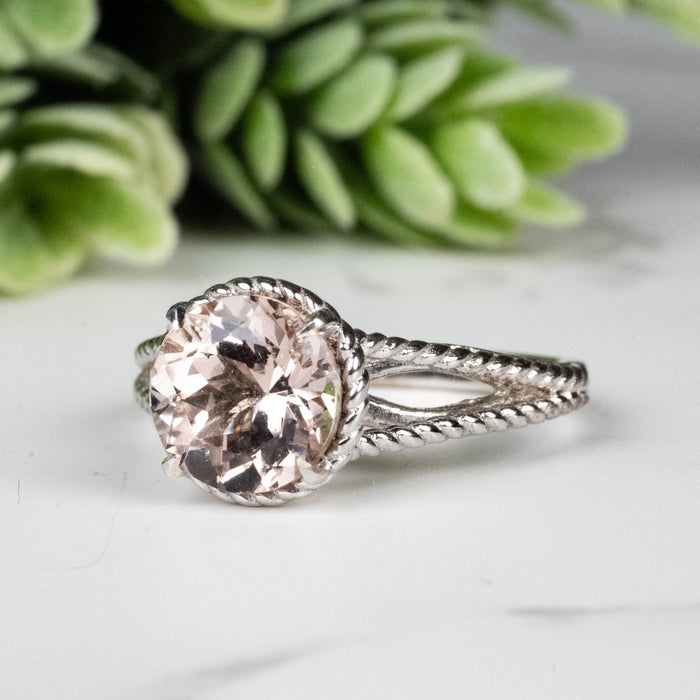 Morganite Ring 7.60mm Size 7 - InnerVision Crystals