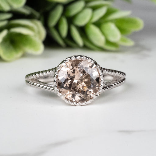 Morganite Ring 7.60mm Size 7 - InnerVision Crystals