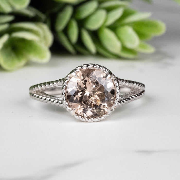 Morganite Ring 7.60mm Size 7 - InnerVision Crystals