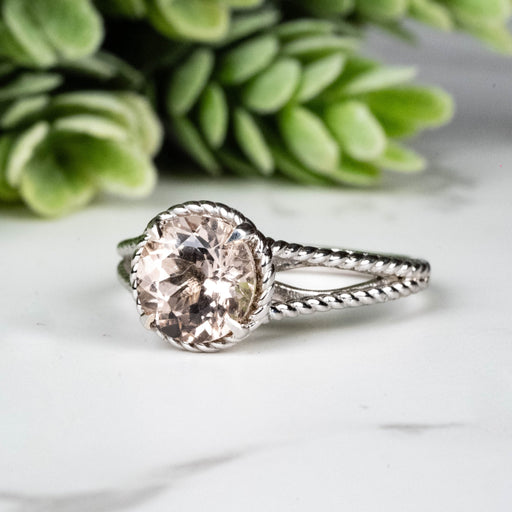 Morganite Ring 7.60mm Size 8 - InnerVision Crystals