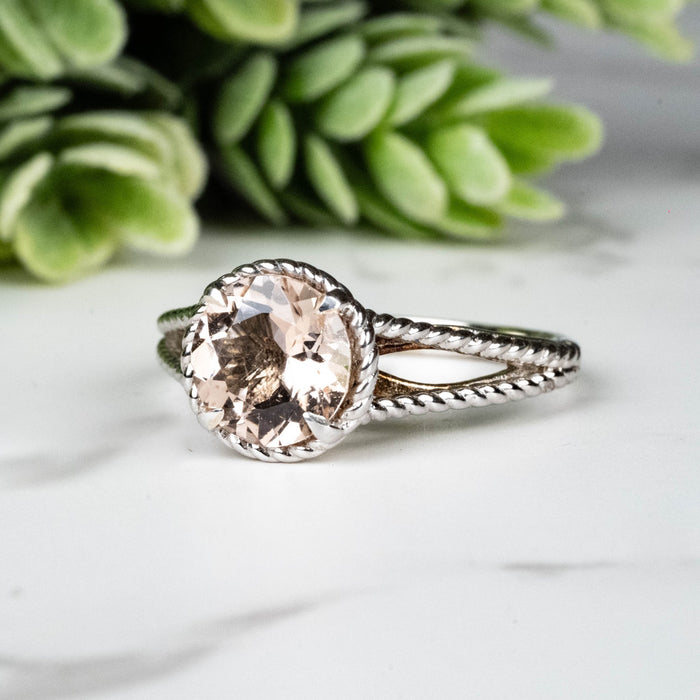 Morganite Ring 7.60mm Size 8 - InnerVision Crystals