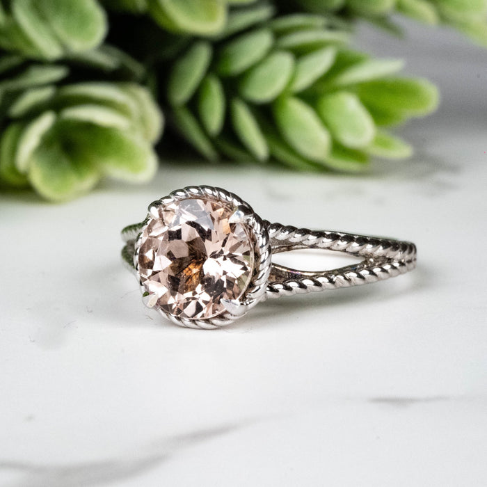 Morganite Ring 7.60mm Size 8 - InnerVision Crystals