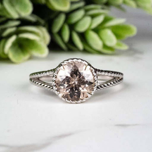 Morganite Ring 7.60mm Size 8 - InnerVision Crystals