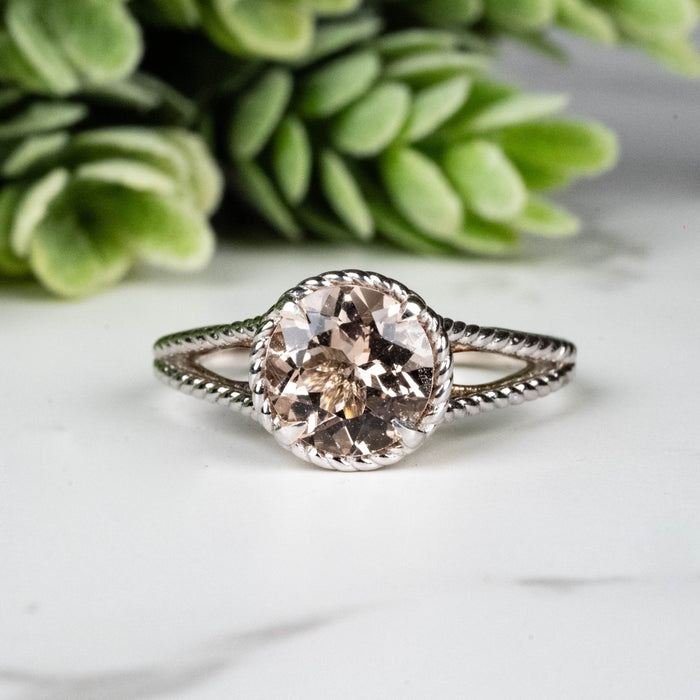Morganite Ring 7.60mm Size 8 - InnerVision Crystals