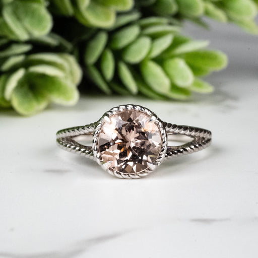 Morganite Ring 7.60mm Size 8 - InnerVision Crystals