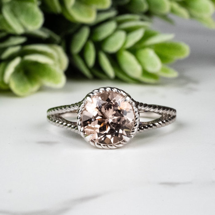 Morganite Ring 7.60mm Size 8 - InnerVision Crystals