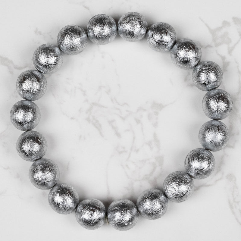 Muonionalusta Meteorite 10mm Bead Bracelet 7.5" - InnerVision Crystals