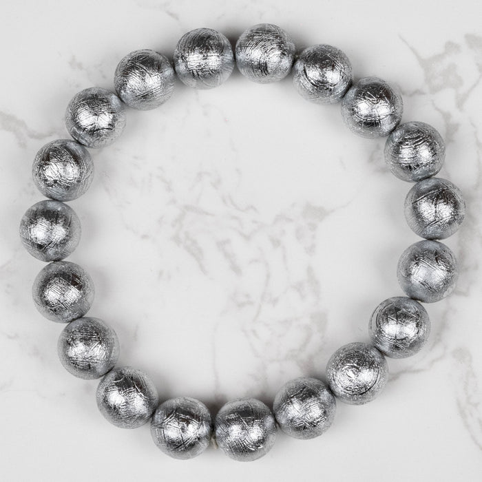 Muonionalusta Meteorite 10mm Bead Bracelet 7.5" - InnerVision Crystals