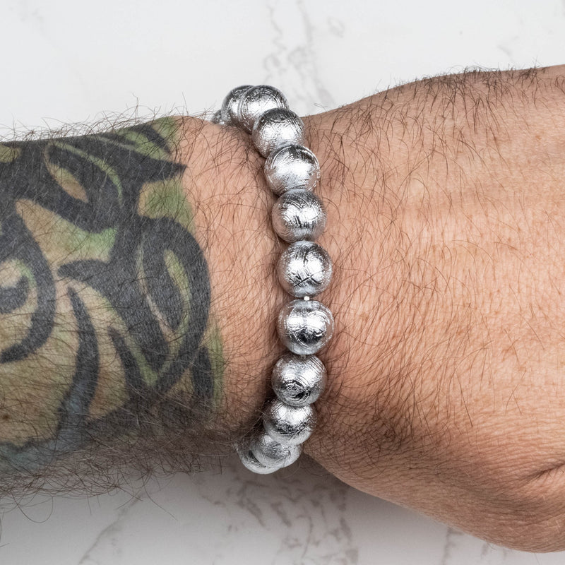 Muonionalusta Meteorite 10mm Bead Bracelet 7.5" - InnerVision Crystals