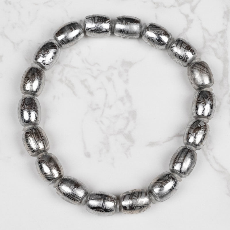 Muonionalusta Meteorite 10x8mm Bead Bracelet 7.5" - InnerVision Crystals