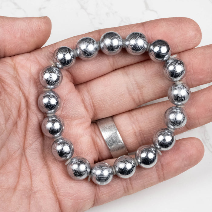 Muonionalusta Meteorite 11mm Bead Bracelet 7.5" - InnerVision Crystals