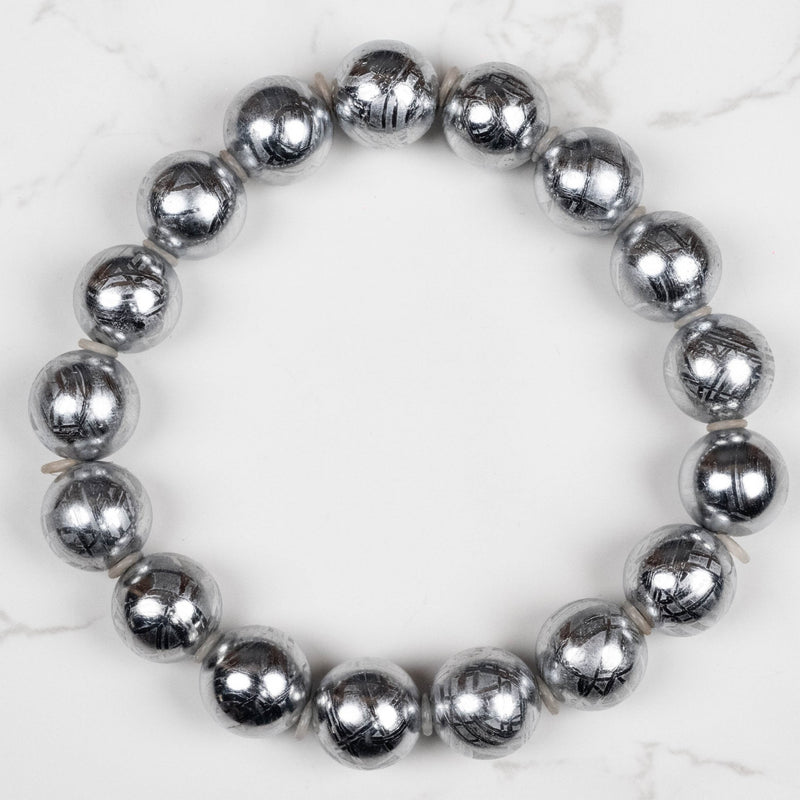 Muonionalusta Meteorite 11mm Bead Bracelet 7.5" - InnerVision Crystals