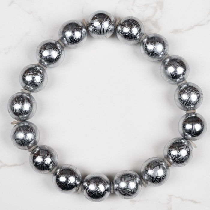 Muonionalusta Meteorite 11mm Bead Bracelet 7.5" - InnerVision Crystals