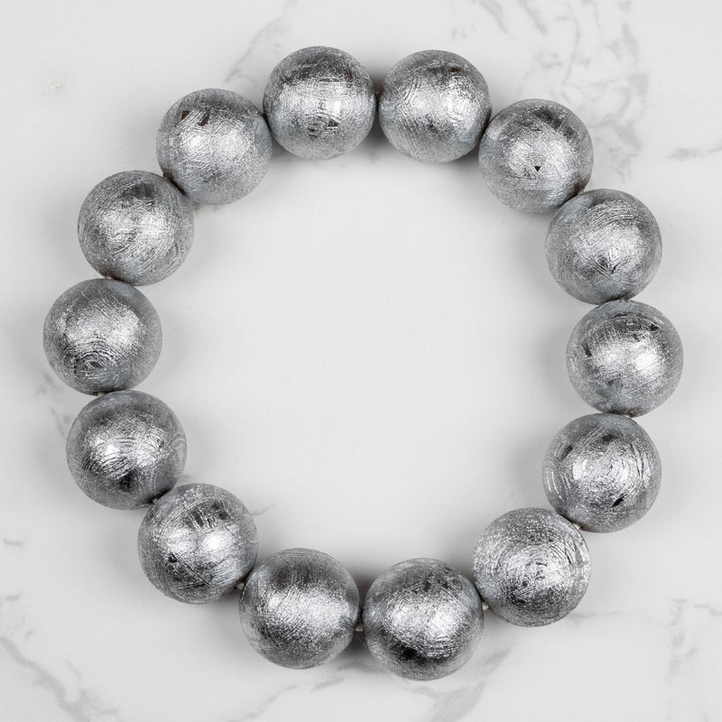 Muonionalusta Meteorite 16mm Bead Bracelet 7.5" - InnerVision Crystals