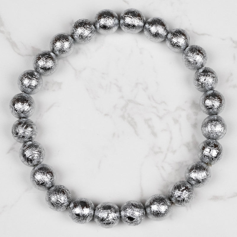 Muonionalusta Meteorite 8mm Bead Bracelet 7.5" - InnerVision Crystals