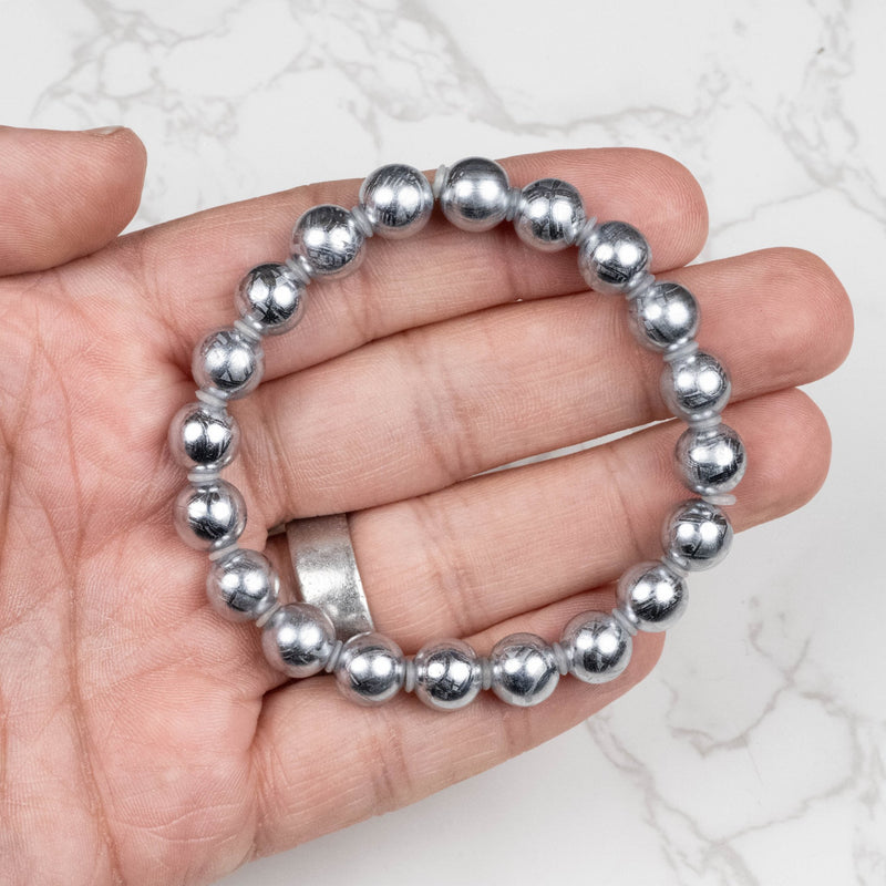 Muonionalusta Meteorite 9mm Bead Bracelet 7.5" - InnerVision Crystals