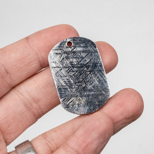 Muonionalusta Meteorite Dog Tag Pendant 27.15 g 40x26mm - InnerVision Crystals
