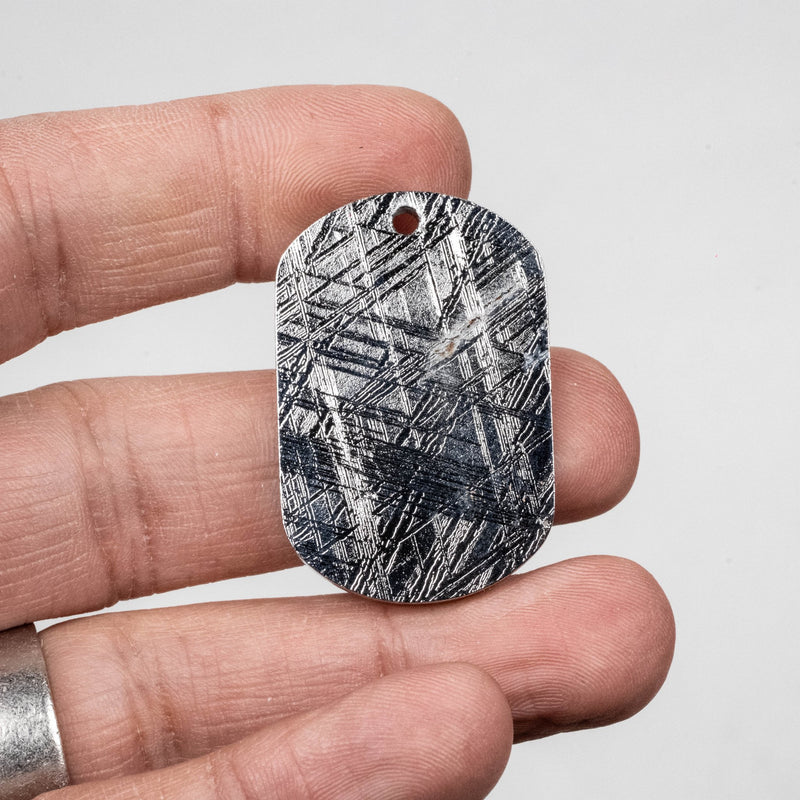 Muonionalusta Meteorite Dog Tag Pendant 27.18 g 40x26mm - InnerVision Crystals