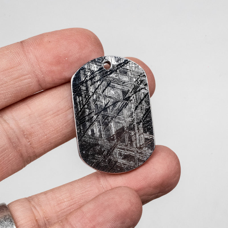 Muonionalusta Meteorite Dog Tag Pendant 27.31 g 40x26mm - InnerVision Crystals