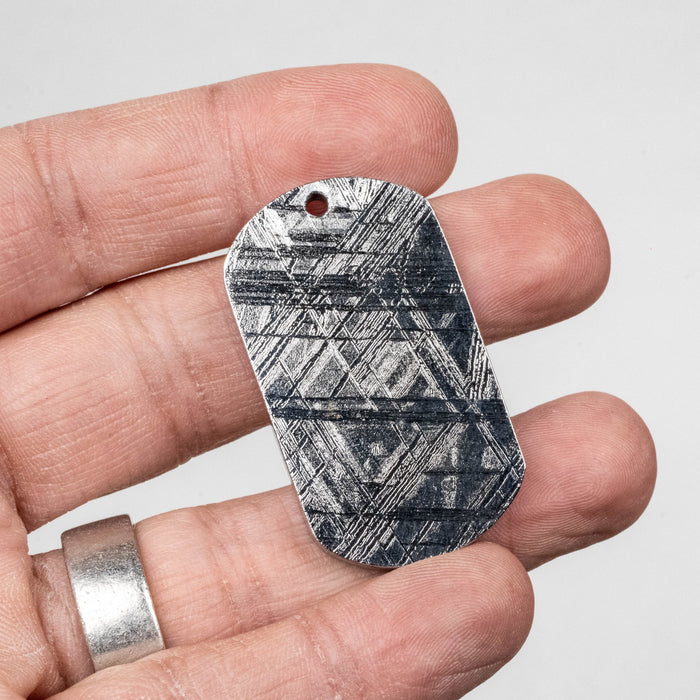 Muonionalusta Meteorite Dog Tag Pendant 29.95 g 44x25mm - InnerVision Crystals