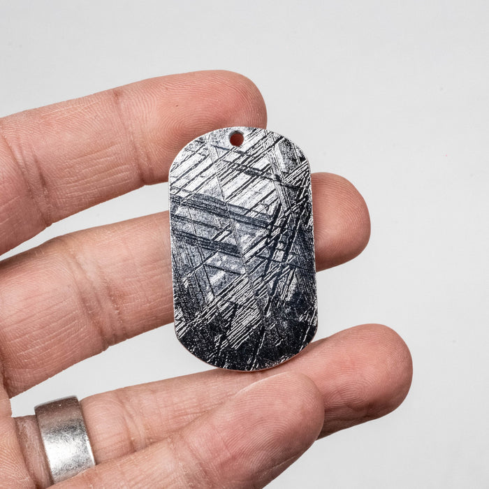 Muonionalusta Meteorite Dog Tag Pendant 30.21 g 44x26mm - InnerVision Crystals