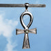 Muonionalusta Meteorite + Moldavite Ankh Pendant .925 Silver NEW DESIGN - InnerVision Crystals