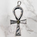Muonionalusta Meteorite + Moldavite Ankh Pendant .925 Silver NEW DESIGN - InnerVision Crystals