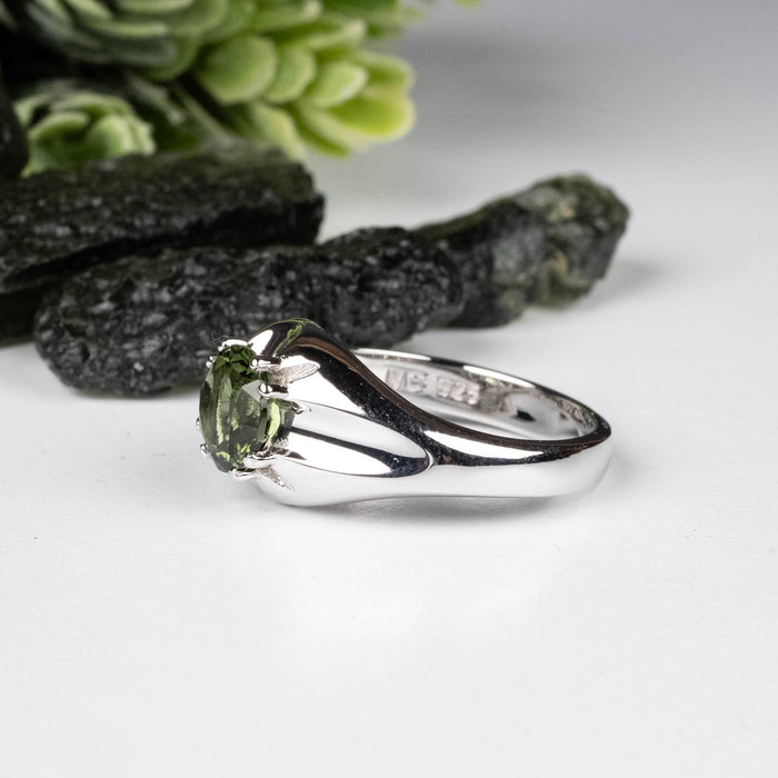 NEW Moldavite Ring 8mm .925 Silver - InnerVision Crystals