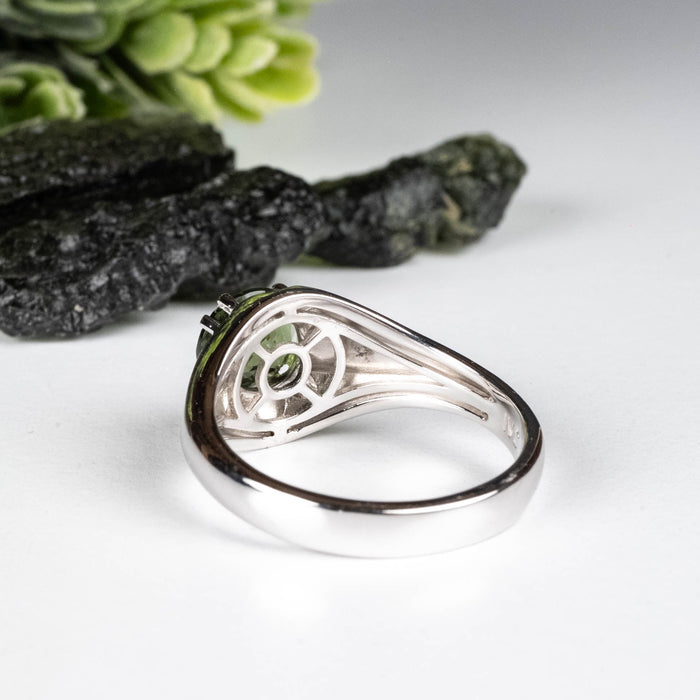 NEW Moldavite Ring 8mm .925 Silver - InnerVision Crystals