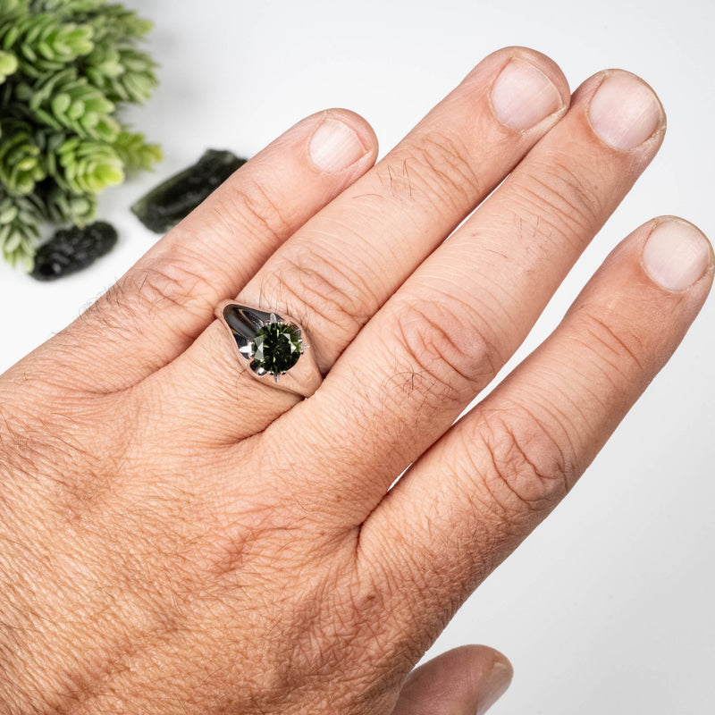 Moldavite Ring 8mm .925 Silver - InnerVision Crystals