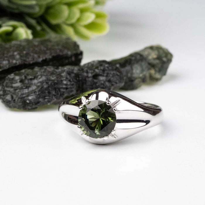 NEW Moldavite Ring 8mm .925 Silver - InnerVision Crystals