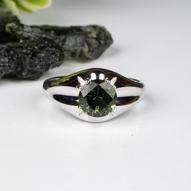 Moldavite Ring 8mm .925 Silver - InnerVision Crystals