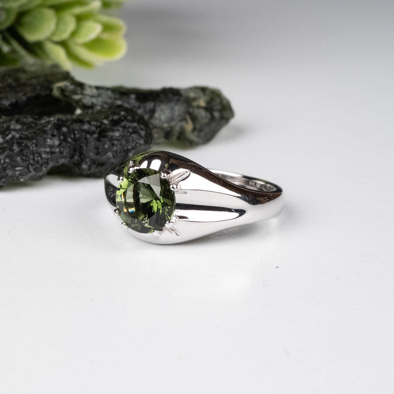 Moldavite Ring 8mm .925 Silver - InnerVision Crystals