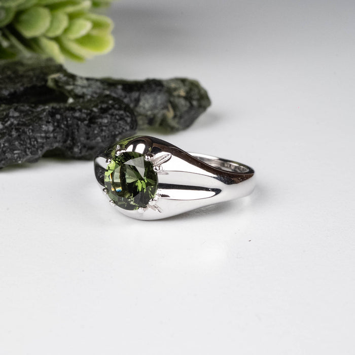 NEW Moldavite Ring 8mm .925 Silver - InnerVision Crystals