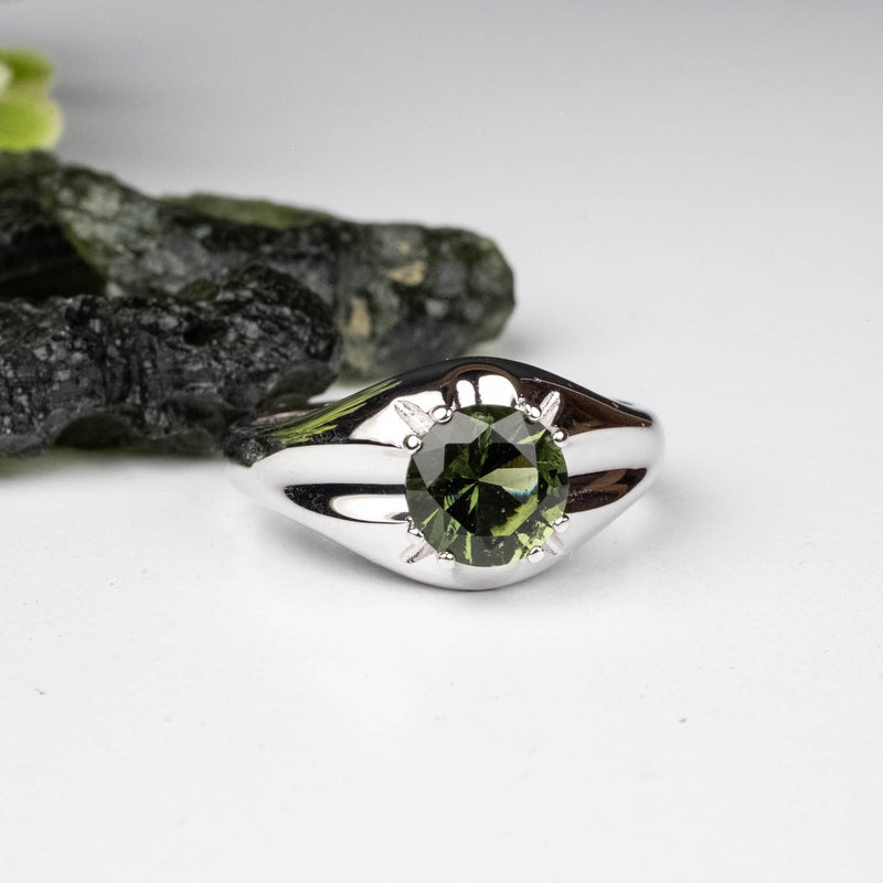 Moldavite Ring 8mm .925 Silver - InnerVision Crystals