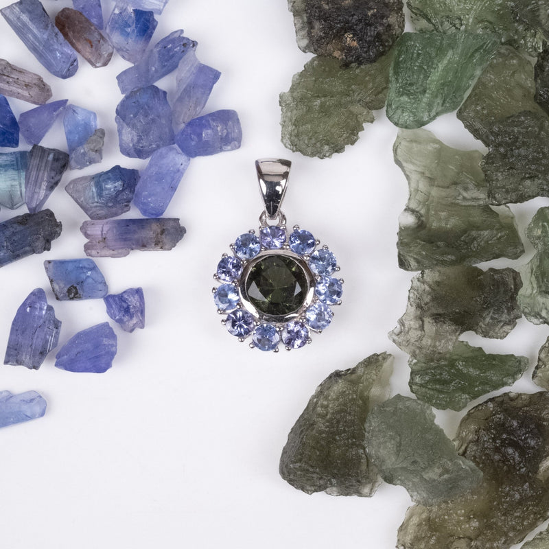 Moldavite + Tanzanite Mandala Pendant PRE-ORDER - InnerVision Crystals
