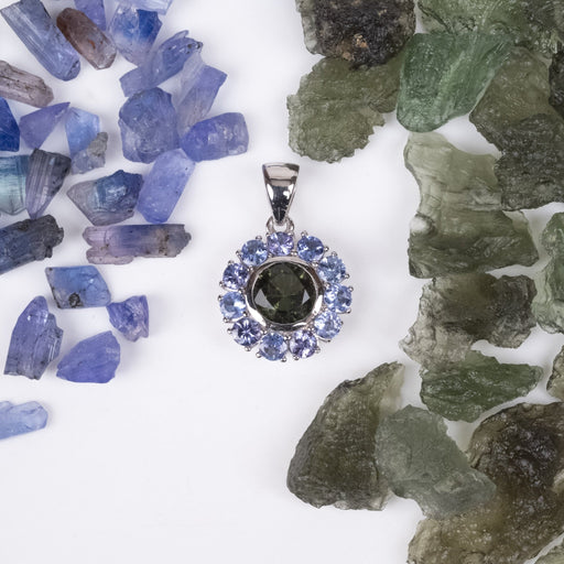 NEW Moldavite + Tanzanite Mandala Pendant .925 Silver - InnerVision Crystals