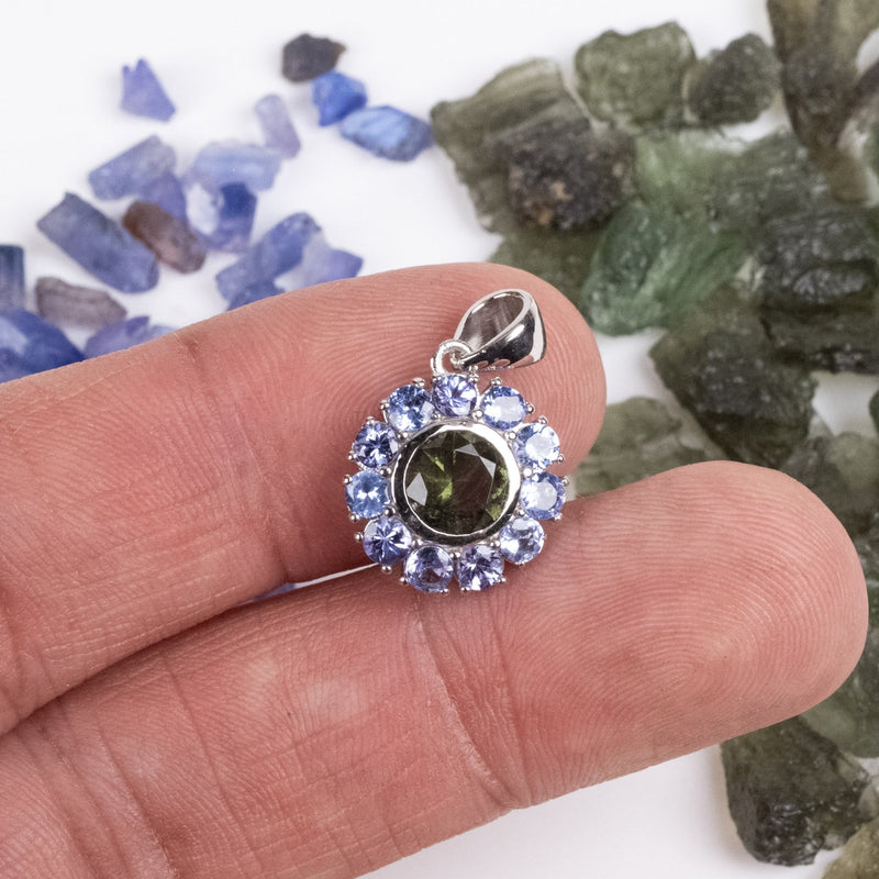 Moldavite + Tanzanite Mandala Pendant PRE-ORDER - InnerVision Crystals